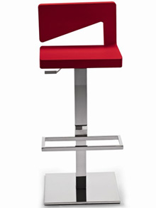 Sgabello Sedit Thesis Air, regolabile a gas con struttura in metallo cromato, veriniciato alluminio o bianco. Sedile e schienale in poliuretano integrale morbido.