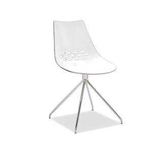 Sedia Calligaris JAM CS/1031 dalla struttura in metallo e finiture in cromato. La seduta, dalla scocca bicolore con la parte anteriore sempre bianca, è realizzata in tecnopolimero.